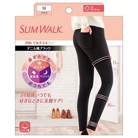 ★送料無料★スリムウォーク 24h マルチスキニー デニム風ブラック M