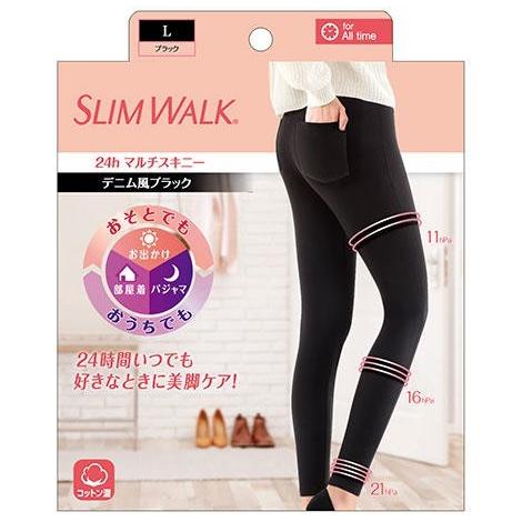 ★送料無料★スリムウォーク 24h マルチスキニー デニム風ブラック L