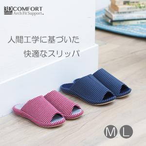 スリッパ ルームシューズ 室内 冬 暖かい おしゃれ メンズ 3Dコンフォートスリッパ ニットボーダーメッシュML