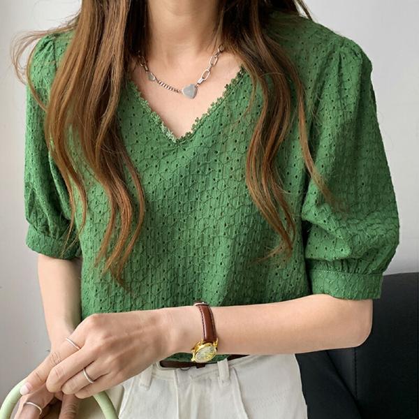 トップス Tシャツ カットソー レディース 半袖 パフスリーブ バルーン袖 プルオーバー 大人 可愛...