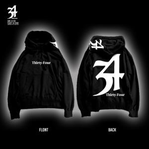 34 LOGO HOODIE (ブラック＆グレー)｜slow-clothing