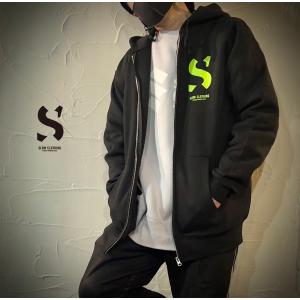 【SALE50%OFF￥7,700→￥3,850】[S]エ・ス Scratch LOGO裏起毛ジップパーカ（ブラック）｜slow-clothing