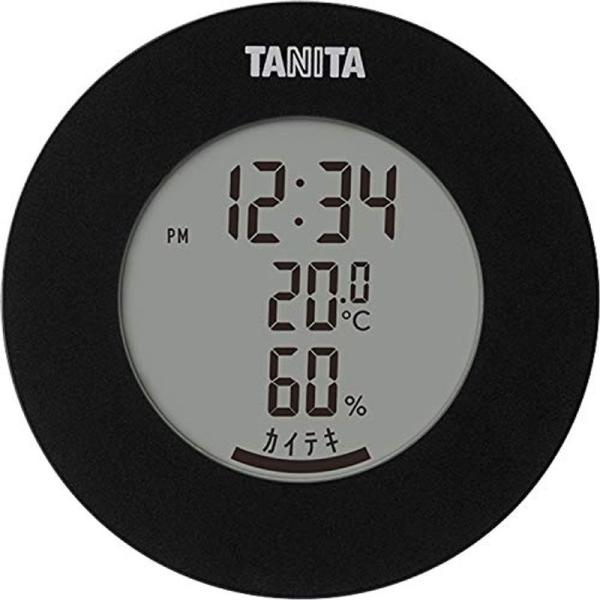 タニタ 温湿度計 時計 温度 湿度 デジタル 卓上 マグネット ブラック TT-585 BK