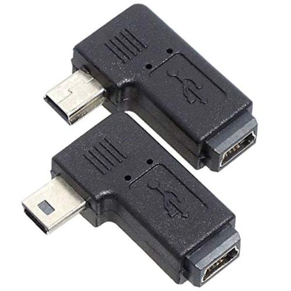 KAUMO USB 変換コネクタ L字型 左右2個セット (mini-Bオス/mini-Bメス 横L...