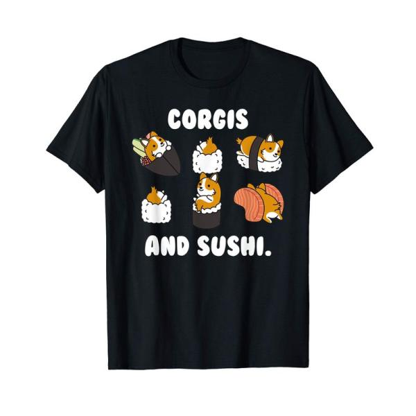 ウェルシュ・コーギー・ペンブロークと寿司犬 Tシャツ