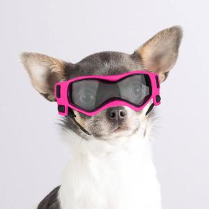 Enjoying 小型犬用ゴーグル UV保護 防風 防曇 犬メガネ 目を保護します、ソフトフレーム、ピンク｜slow-lifes