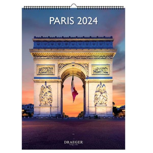 ドレジャー 2024年 ポスターカレンダー PARIS 壁掛け スケジュール 写真 祝日シール ca...