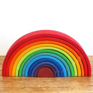 積み木 パズル スタッキングパズル 木製 おもちゃ アーチレインボー