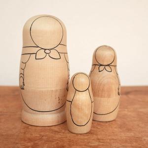 ロシア製 マトリョーシカ ハウス 3個組 無地【木製 おもちゃ クラフト