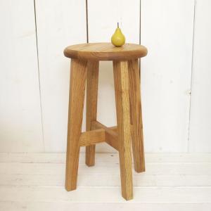 松野屋 丸椅子 大サイズ 高さ60cm タモ材 国産 インテリア 木製 木工