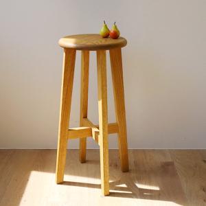 松野屋 丸椅子 大サイズ 高さ60cm タモ材 国産 インテリア 木製 木工