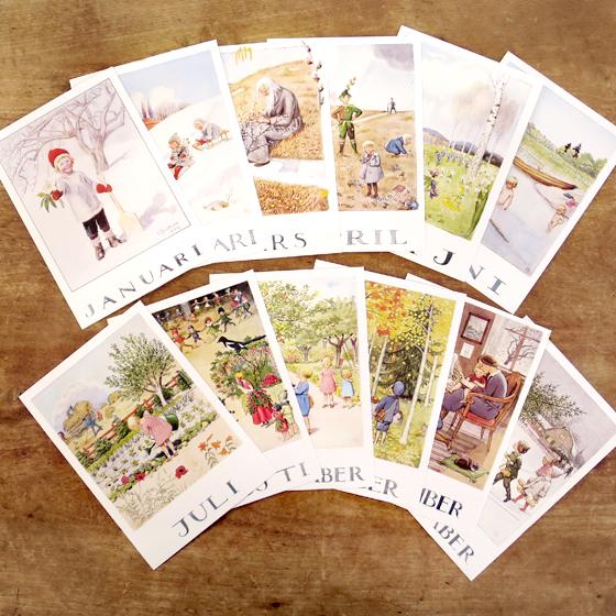 エルサベスコフ ポストカード 12枚セット いちねんのうた 絵本作家 北欧 かわいい イラスト おし...