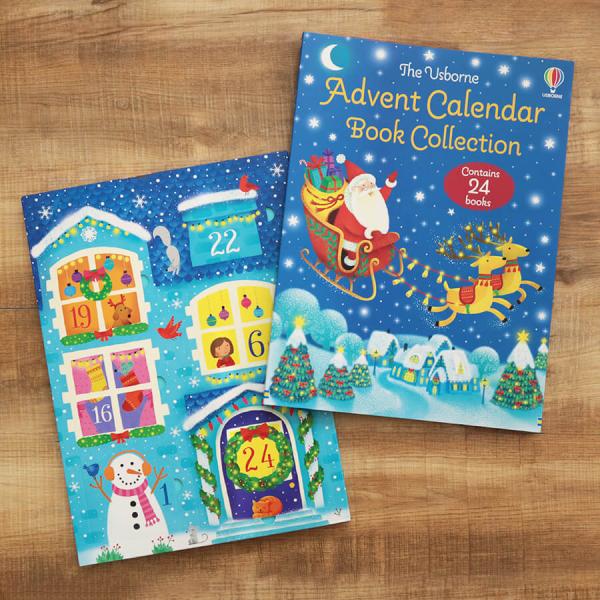 イギリス Usborne出版 アドベントカレンダー 24冊の絵本付き ブルー 2025 クリスマス ...