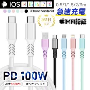 Type-C to Type-Cケーブル USB-A Type-C iPhone Lightning Micro PD100W 長さ0.5m/1m/1.5m/2m/3m iPhone17/16e充電ケーブル iPad 【PL保険加入済み製品・安心】