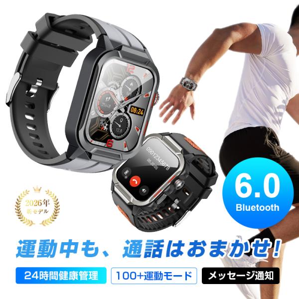 スマートウォッチ 通話機能付き 2.1インチ大画面 タッチスクリーン 腕時計 Bluetooth 6...