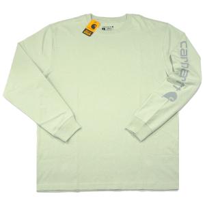 Carhartt【海外限定★LOOSE FIT★ワントーンのパステルカラー】袖プリント 長袖 Tシャツ【ライトグリーン 淡緑】新品 カーハート メンズ Timberland｜slyder