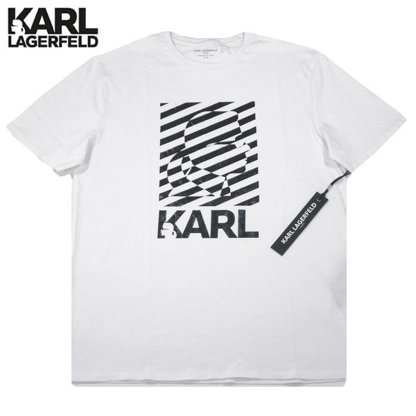 KARL LAGERFELD【海外限定★ギラギラした光沢のゼブラ柄のロゴ】半袖 Tシャツ【ホワイト ...