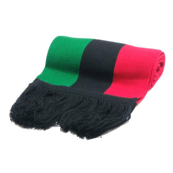 NO BRAND【アフリカ3色旗のストライプ★新旧ブラックミュージックに対応】ニット マフラー【グリ...