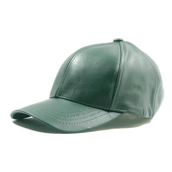 NO BRAND【本革★MADE IN USA★フリーサイズ】レザー ベースボールキャップ【グリーン...