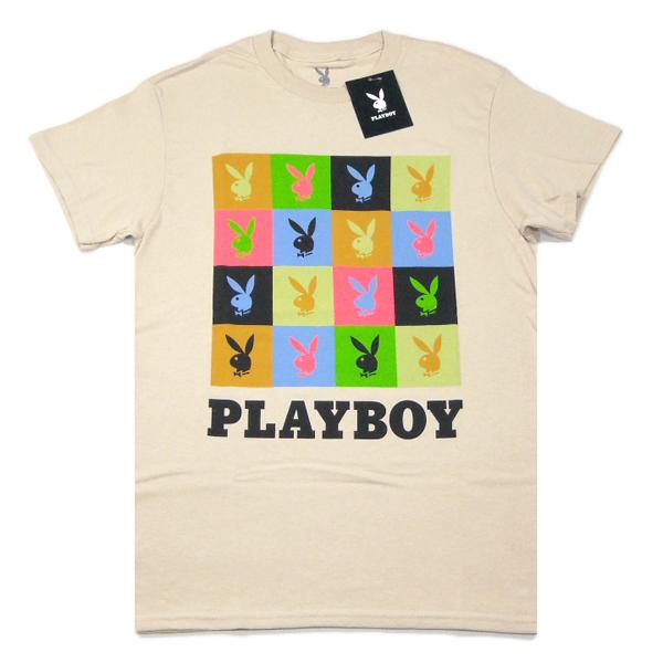 PLAYBOY【海外限定★6版使いのカラフルなロゴの集合体】半袖 Tシャツ【サンドベージュ】新品 プ...