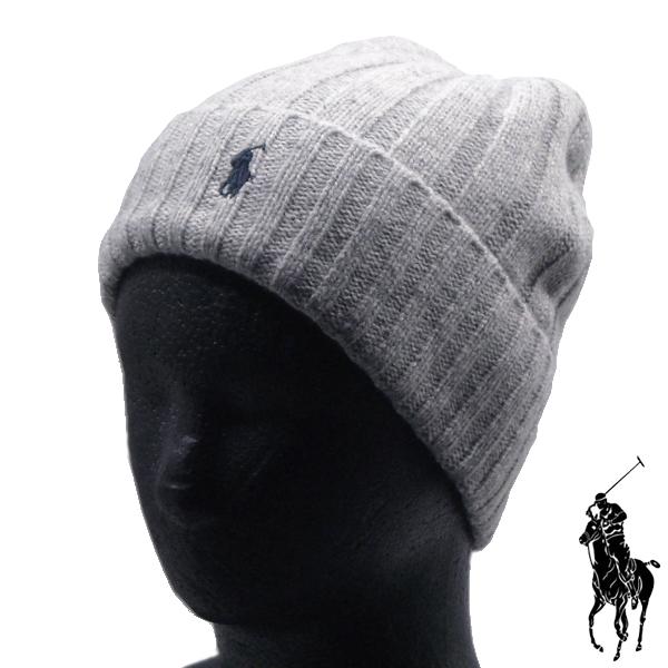 Ralph Lauren【ざっくりした太めのリブ編み★紺のPONY刺繍】折り返し ニットキャップ【ラ...