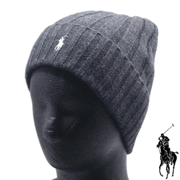Ralph Lauren【ざっくりした太めのリブ編み★白のPONY刺繍】折り返し ニットキャップ【チ...