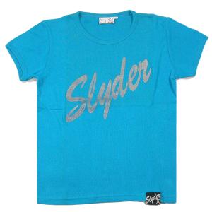 Slyder ORIGINAL【LADYS★2000年代前半の空気感★SILVERのラメプリント】Slyderロゴ 半袖 Tシャツ【ターコイズブルー】新品 スライダー オリジナル レディース｜slyder