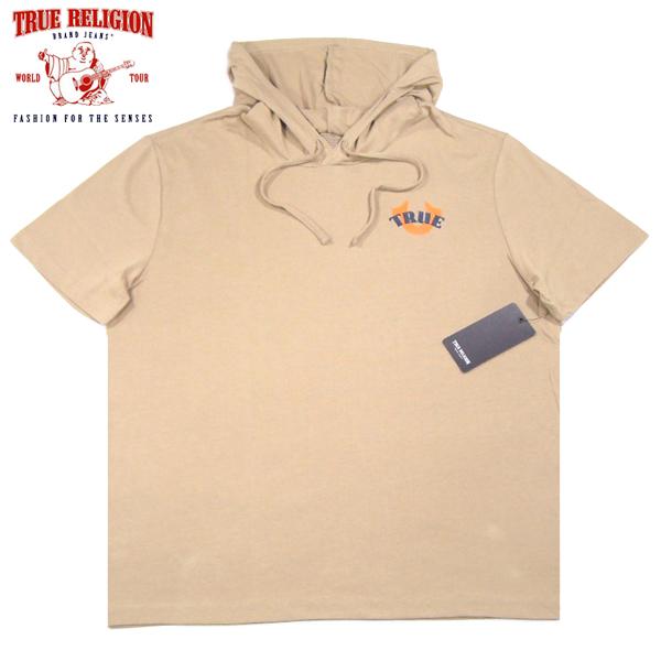 TRUE RELIGION【海外限定★フード付き★バックプリントがメイン】半袖 Tシャツ【サンドベー...