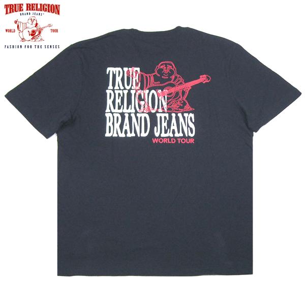 TRUE RELIGION【海外限定★厚盛りになった赤ステッチのプリント】半袖 Tシャツ【ブラック ...