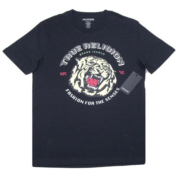 TRUE RELIGION【海外限定★ブランドロゴ+牙のラインストーン使い】タイガー 半袖 Tシャツ...