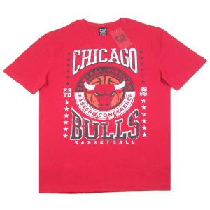 ULTRA GAME【海外限定★ビンテージ感あるかすれたひび割れプリント】NBA CHICAGO BULLS 半袖 Tシャツ【レッド 赤】新品 シカゴブルズ メンズ バスケットボール｜slyder