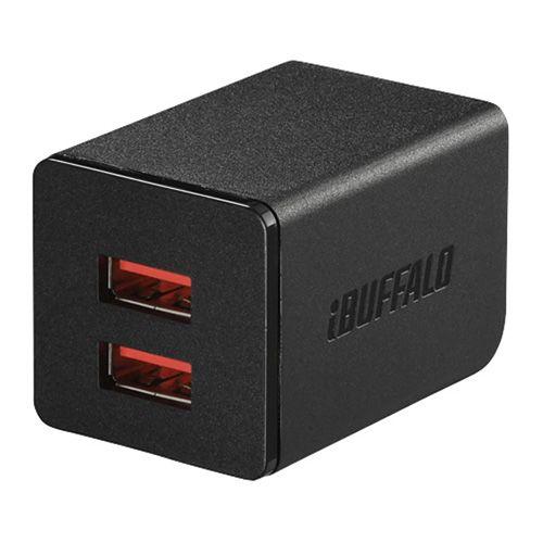 BUFFALO [BSMPA2402P2BK] AC-USB 2.4A 自動判別USBx2 ブラック