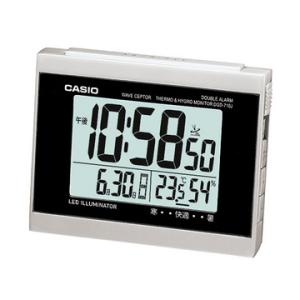 カシオ計算機 [DQD-710J-8JF] カシオクロック wave ceptor電波置時計(デジタル表示/温度湿度計付き/ダブルアラーム/シルバー)｜smafy