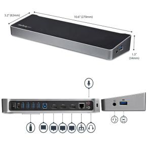StarTech.com [USB3DOCKH2DP] USB 3.0接続ドッキングステーション Mac/Windows対応 モニター3台接続対応 2x DisplayPort/1x HDMI 5x USB 3.0ポート