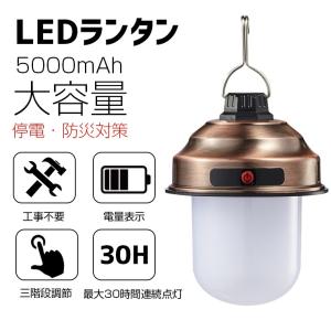 LEDランタン USB充電式 キャンプランタン 吊り下げ 3段階調光 5000mAh大容量 電池内蔵式 フラッシュライト 高輝度タイプ ポータブル テントライト 昼光色