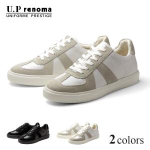 UP renoma スニーカー メンズ タウンカジュアル メンズ靴 秋冬 ホワイト ブラック 白 黒 全2色 U.P renoma UPレノマ ユーピーレノマ