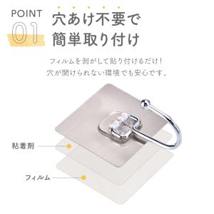 フックシール 粘着フック 20個入り 耐荷重8...の詳細画像2