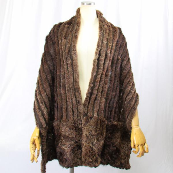 毛皮/マスクラット/カシミヤ/マスクラットニッティングショール リアルファー お着物にも！