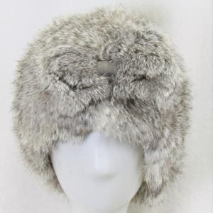 毛皮/ファー /ラビット 帽子 編み込みデザイン ラビットボウシ