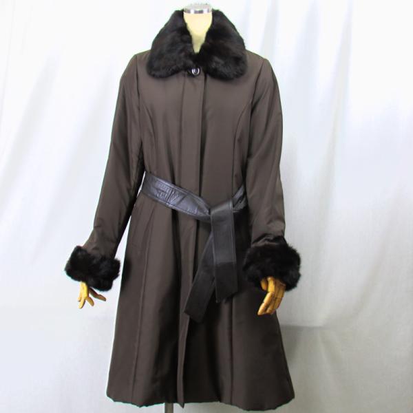 毛皮/ロシアリス/シルク　ボンディング　リアルファー　シルク　中綿　ロシアリス　トリミングコート