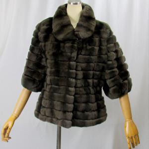 レッキスラビット ファー コート リアルファー レッド ターコイズ