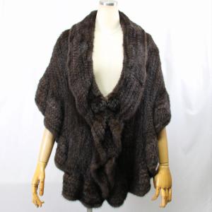 美品 リアルファー フード付きポンチョ ダッフルコート ケープ ラクーンファー 毛皮/アメリカンラクーン/ファー ポンチョ ケープ マント リアルファー