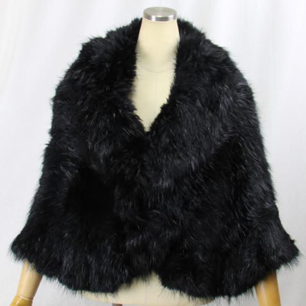 毛皮/ビーバー/ニッティング/ケープ/ショール/ビーバーニッティングケープ リアルファー レディース