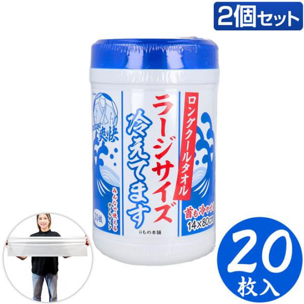 ラージサイズ冷えてますボトル入（18×80）20枚入り　2個セット 汗拭きシート 冷感タオル 制汗シ...