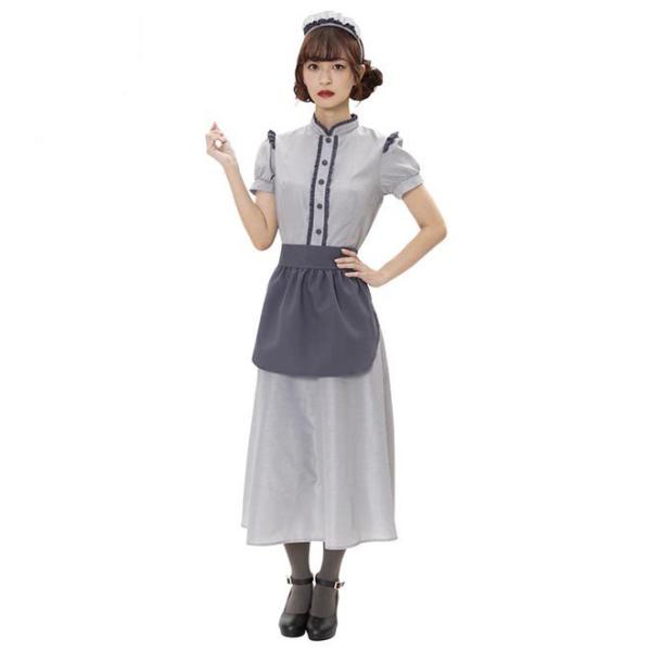 ハロウィン コスプレ クラシック ロング メイド メイド服 レトロ ロング スカート コスプレ コス...