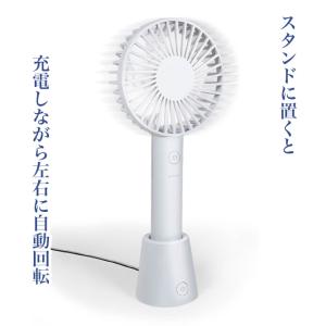 回転スタンド付きハンディファン ブルー 卓上扇...の詳細画像1