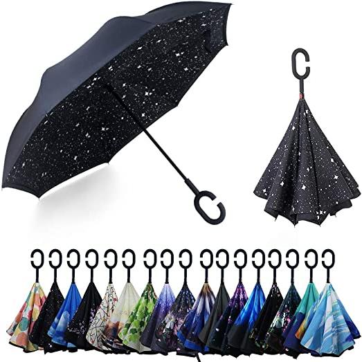 逆さ傘 折りたたみ 傘 長傘 星空 星 ブラック スター 丈夫 撥水 耐風 熱中症対策 遮光 遮熱 ...