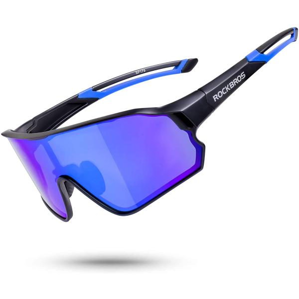 サングラス UV 紫外線対策 スポーツサングラス ブラック/ブルー 紫外線カット 軽量 ファッション...