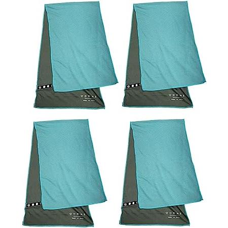 即納 冷感 タオル 熱中症対策 UVカット ひんやり クール 冷却 ブルー 4色セット スポーツタオ...