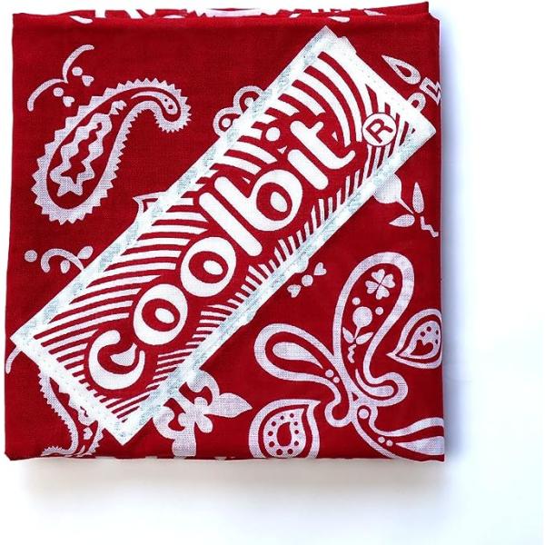 即納 冷感 バンダナ 熱中症対策 UVカット ひんやり クール 冷却 レッド スポーツタオル アウト...